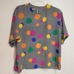 Vintage Colorful Polka Dot Blouse